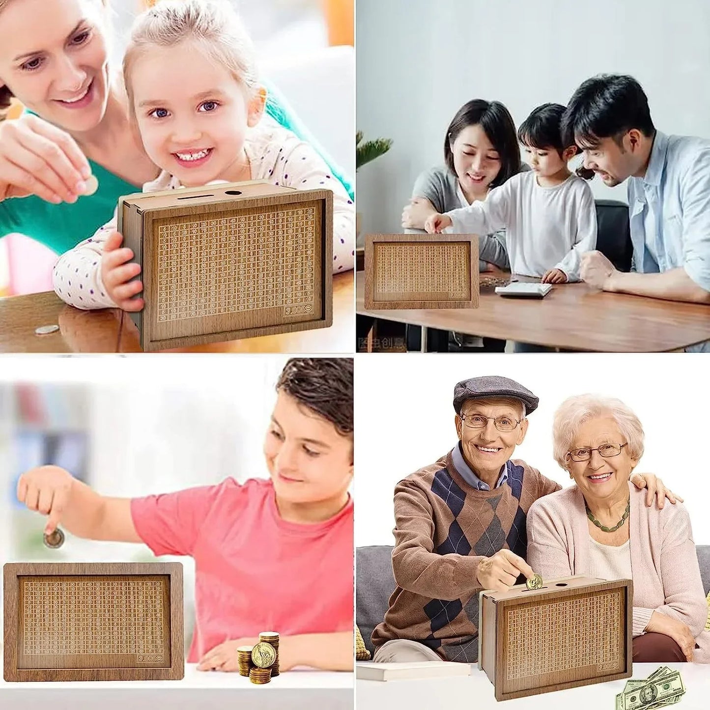 Avad Wooden Money/Piggy Bank for Kids & Adults, Savings Challenge Box, Money Saving Box for Adult 10000