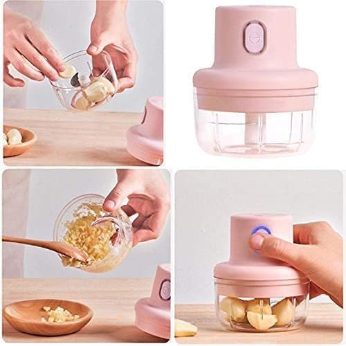 Electric Mini Food Chopper with USB Charging, Portable Garlic Mincer, Pink
