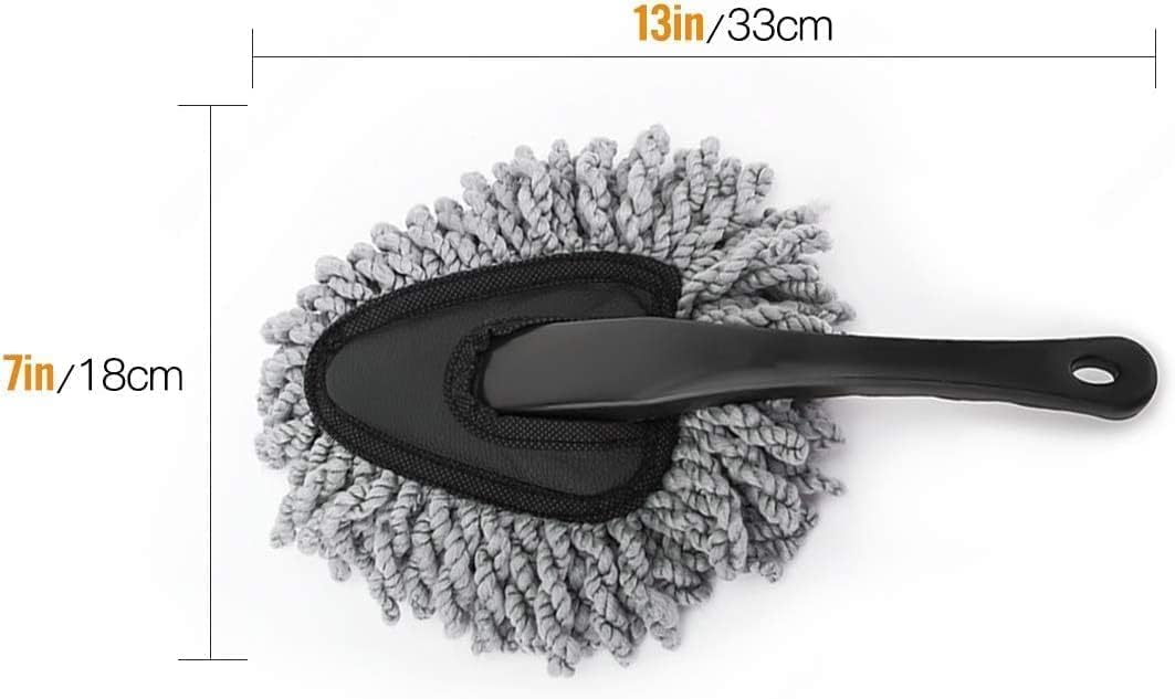 Microfiber Cleaning Duster Brush for Car, Home, Kitchen & Computer | Small Washable Car Mini Duster with Handle for Cleaning Car Exteriors and Interiors (Medium Duster)