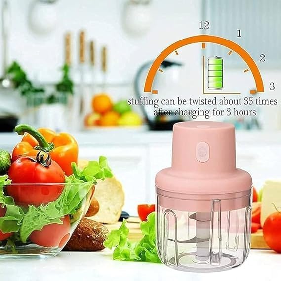 Electric Mini Food Chopper with USB Charging, Portable Garlic Mincer, Pink