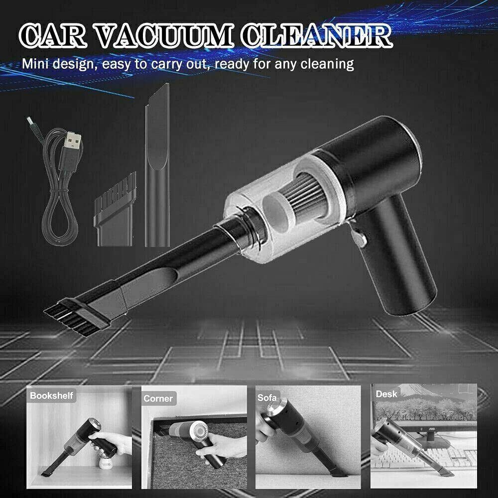 Car Vacuum Cleaner 3 in 1 with 3 Attachments & Blower | Cordless Handheld Vacuum Cleaner for Wet & Dry Cleaning for Home/Office/Car/Keyboard/Travel/Sofa/Office (1BLACK)