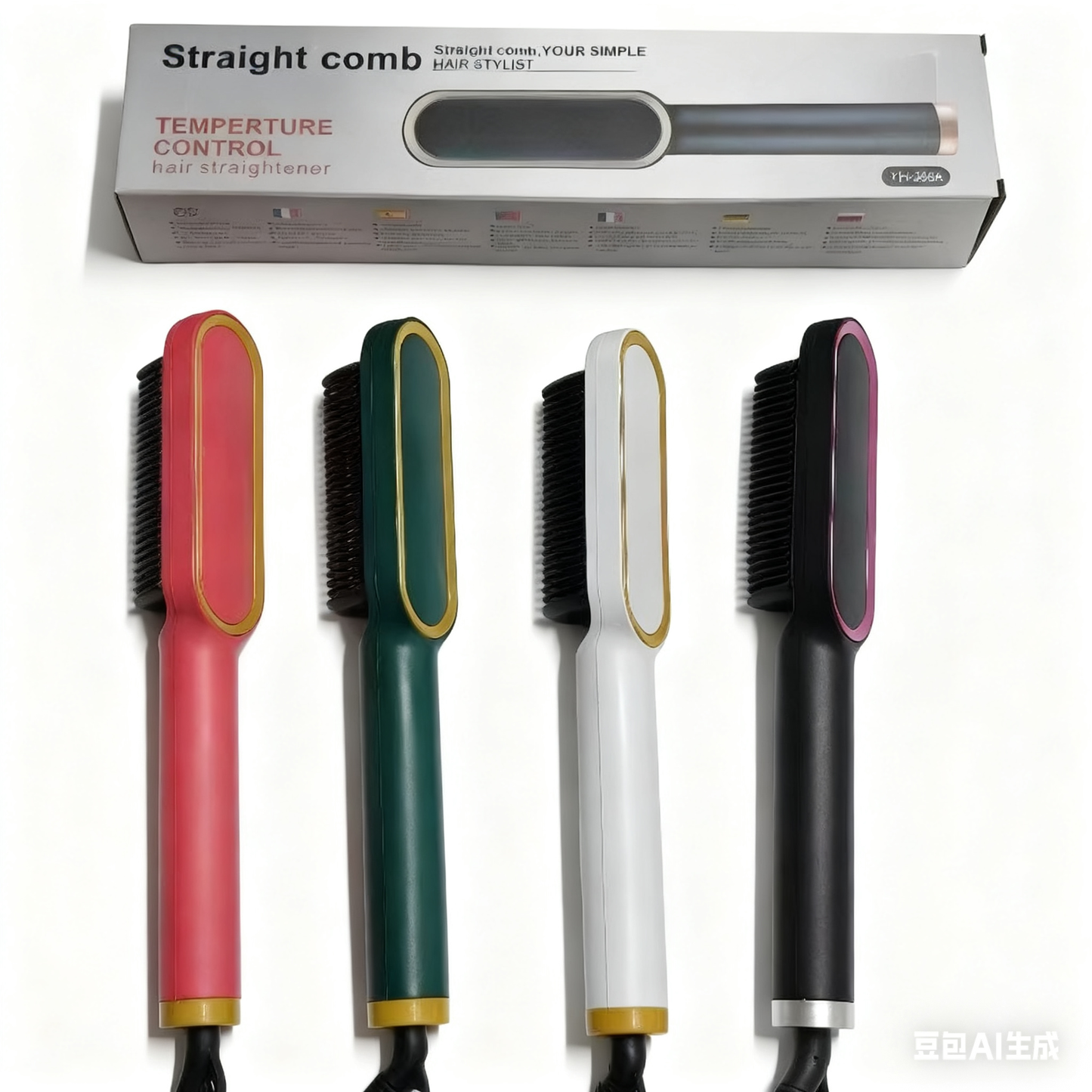 909 Hair Straightener Brush Straightener Comb with Ceramic PTC Heating, 5 Temp Settings Straightening Brush or Women, Professional Hair Tools for Styling (MULTICOLOR) B398