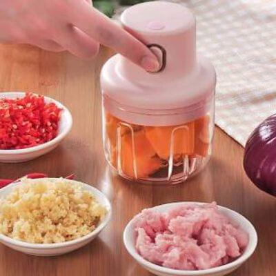 Electric Mini Food Chopper with USB Charging, Portable Garlic Mincer, Pink