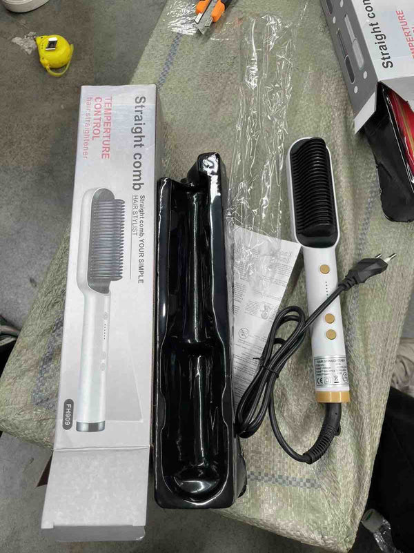 909 Hair Straightener Brush Straightener Comb with Ceramic PTC Heating, 5 Temp Settings Straightening Brush or Women, Professional Hair Tools for Styling (MULTICOLOR) B398