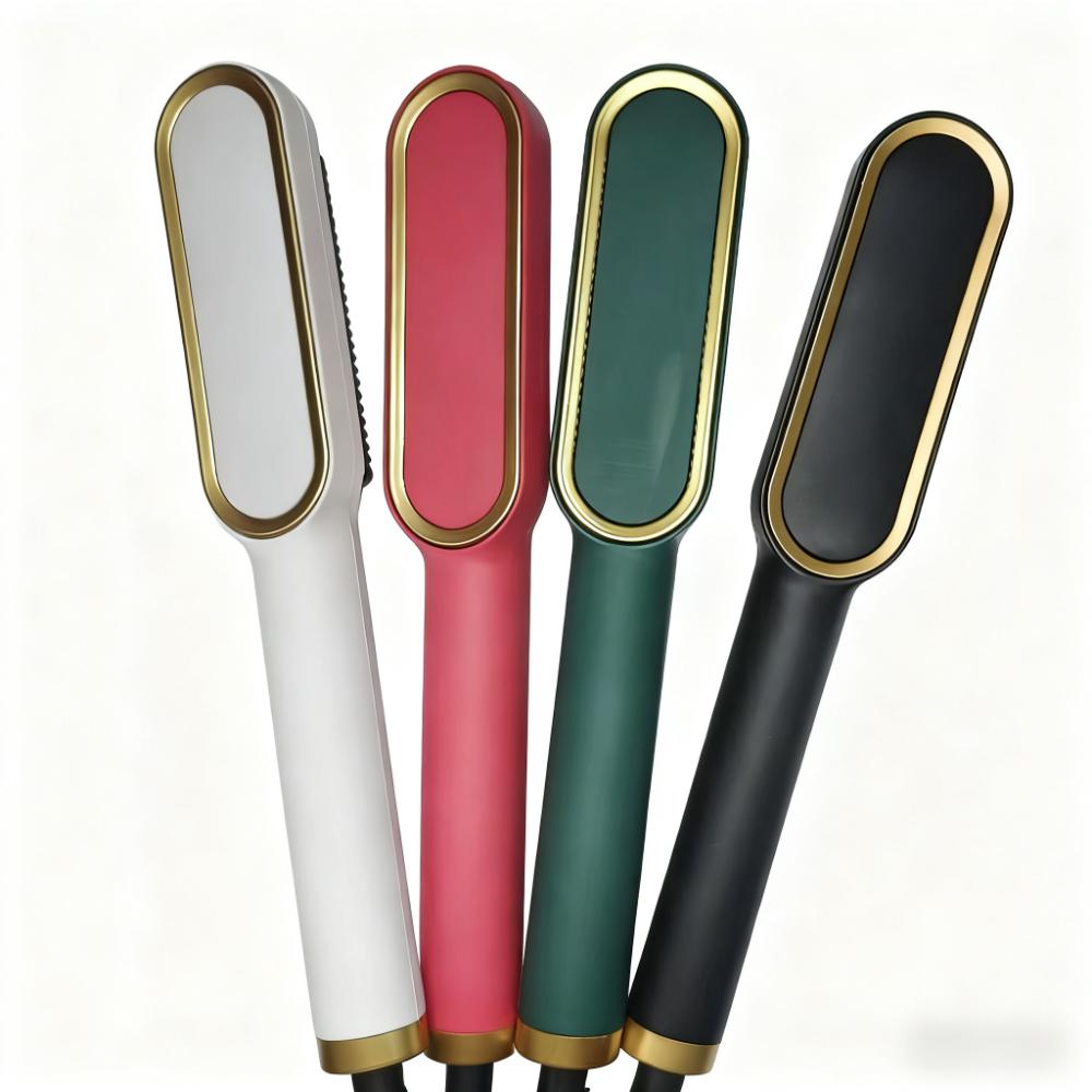 909 Hair Straightener Brush Straightener Comb with Ceramic PTC Heating, 5 Temp Settings Straightening Brush or Women, Professional Hair Tools for Styling (MULTICOLOR) B398